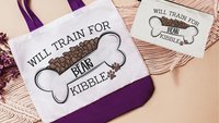 personalized will train for kibble tote bag for dog lover, dog training accessories, dog obedience utility article bag, dog mom zipper pouch