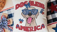 dog bless America yellow lab kitchen towels for bbq, best gifts for dog lovers, 4th of July kitchen decor, yellow labrador retriever gifts