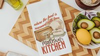 personalized seasoned with love kitchen towel for grandma, vintage inspired kitchen decor, baker gifts for her, moms kitchen hand towel for