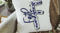 personalized initial pillows for girls, custom name throw pillow for couch red accent pillows for dorm room, teen girl gifts trendy bedroom