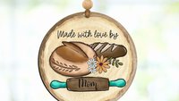 personalized made with love from the kitchen sourdough ornaments, baking gifts for Mom, cute Christmas  gifts for daughter in law, rear view
