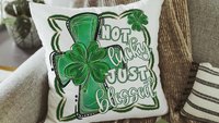 not lucky simply blessed shamrock cross kitchen towel for friends, Christian St Patricks Day decorations, Irish gifts for her, St Pattys Day