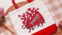 personalized cheer tote bag with name, red school spirit college cheerleading gear, Easter basket stuffers for teen girls, 2026 high school