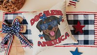 dog bless America Rottweiler kitchen towel for drying dishes, red white and blue patriotic dog hand towel for bathroom, 4th of July Rottie