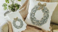 oyster shell wreath throw pillows for couch coastal decor for home, best gifts for her, summer pillow covers indoor porch decor, beachy gift