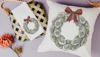 oyster shell wreath throw pillows for couch coastal decor for home, best gifts for her, summer pillow covers indoor porch decor, beachy gift