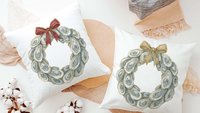 oyster shell wreath throw pillows for couch coastal decor for home, best gifts for her, summer pillow covers indoor porch decor, beachy gift