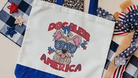 dog bless America patriotic tote bag for women, best gifts for dog lovers, Yorkie tote for summer, unique dog mom gifts, Yorkshire terrier