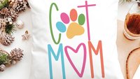 Cat mom throw pillow for chair, cute Mothers day gift for cat and cat lovers, cat lover throw pillow 18x18, colorful cat decor for kitchen