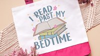 I read past my bedtime cute tote bag for book lovers, bookish merch bags, unique gifts for women who have everything, library tote bag for