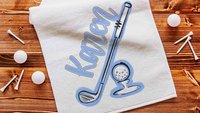 Personalized golf towels with hook, Carolina blue school spirit golf team for women, cute golf gifts for friends, lady golfer gifts, best
