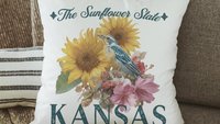 Kansas sunflower western meadowlark bird throw pillows for couch floral bird pillow cover 18x18, Kansas state flower Kansas gifts, realtor