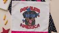 dog bless America rottweiler tote bag for summer, patriotic dog gear, rottie mom gifts, 4th of July tote bag for dog lover, rottweiler gifts