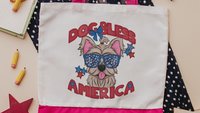 dog bless America patriotic tote bag for women, best gifts for dog lovers, Yorkie tote for summer, unique dog mom gifts, Yorkshire terrier