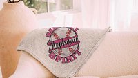 Personalized baseball spirit name blanket 50 x 60, baseball Mothers day gift for mother in law, carolina blue name throw blanket for sofa
