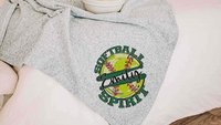 Personalized softball spirit name blanket 50 x 60, softball Mothers day gift for mother in law, carolina blue name throw blanket for sofa