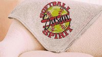 Personalized softball spirit name blanket 50 x 60, softball Mothers day gift for mother in law, carolina blue name throw blanket for sofa