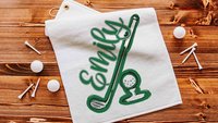 Personalized golf towels with hook, Carolina blue school spirit golf team for women, cute golf gifts for friends, lady golfer gifts, best