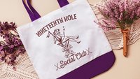 19th hole social club funny golf tote bag for cart, carolina blue golf wristlet bag for women, sassy golf gifts for girls golf trip gifts