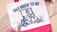 talk birdie to me golf tote bag for cart, golf Mothers Day gift for golfers, golf mom era golf wristlet for women, funny golf gifts for her