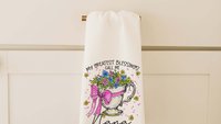 personalized my greatest blessings call me Nana floral throw pillows for couch, teacup garden kitchen towel for Mom, Nana pillow cover 18 x