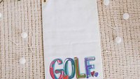 girly golf towel with grommet, colorful golf ball towel, cheery words cute golf bag accessories, lady golf gifts for her, golfer gifts for