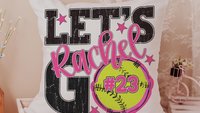 personalized lets go softball pillow for daughter going to college, high school graduation gifts for girls, 2026 softball senior night gifts