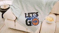 personalized team number basketball blanket for girls basketball player gifts, blue school spirit dorm blanket custom name blanket 50 x 60