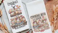 Grandma's kitchen, kitchen towel for grandma, vintage inspired kitchen decor, baker gifts for her, cooking with love kitchen hand towel for