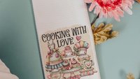 Grandma's kitchen, kitchen towel for grandma, vintage inspired kitchen decor, baker gifts for her, cooking with love kitchen hand towel for