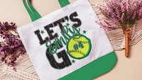 personalized softball tote bags for high school, school spirit tote bag with name, softball wristlet for girls, softball gifts for player