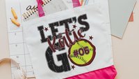 personalized softball tote bags for high school, school spirit tote bag with name, softball wristlet for girls, softball gifts for player
