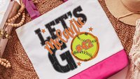 personalized softball tote bags for high school, school spirit tote bag with name, softball wristlet for girls, softball gifts for player