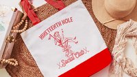 19th hole social club funny golf tote bag for cart, carolina blue golf wristlet bag for women, sassy golf gifts for girls golf trip gifts