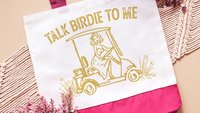 talk birdie to me golf tote bag for cart, golf Mothers Day gift for golfers, golf mom era golf wristlet for women, funny golf gifts for her