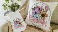 personalized love grows here Abuela pillow cover 18 x 18, first time Abuela gifts, Abuela kitchen towels, floral kitchen decor, Abuela to be