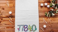 personalized golf towel with grommet, custom zip code towels golf accessories, golfing gifts for women, cute golf retirement gifts for her