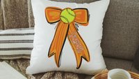 Personalized carolina blue softball name throw pillow cover 18x18, 2026 senior night softball gifts for teenage girls, softball Mothers day