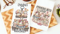 Grandma's kitchen, kitchen towel for grandma, vintage inspired kitchen decor, baker gifts for her, cooking with love kitchen hand towel for