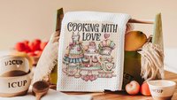 Grandma's kitchen, kitchen towel for grandma, vintage inspired kitchen decor, baker gifts for her, cooking with love kitchen hand towel for