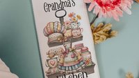 Grandma's kitchen, kitchen towel for grandma, vintage inspired kitchen decor, baker gifts for her, cooking with love kitchen hand towel for