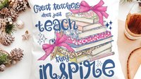 Great teachers don't just teach they inspire pillow for chair, cute teacher appreciation gifts for preschool teachers, kindergarten teacher