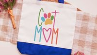 colorful cat paw print tote bag for cat lover, cat mom Mothers day gift from cat, cute tote shopping bag, trending now cat mama gifts, best