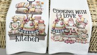 Grandma's kitchen, kitchen towel for grandma, vintage inspired kitchen decor, baker gifts for her, cooking with love kitchen hand towel for