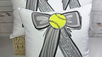 personalized school spirit softball throw pillows for couch blue coquette decor for teenage girls, softball player gifts, softball gifts for