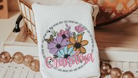 personalized love grows here throw pillows for bedroom, first time Grandma gifts Mothers day gift from grandchildren, floral kitchen towels