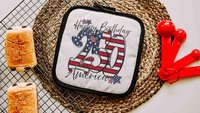 Happy birthday America pot holder & oven mitt