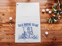 Talk birdie to me golf towel with hook, carolina blue funny golf gifts for her, cute golf gadgets, snarky lady golfer gifts, best golf items