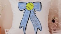 personalized school spirit softball throw pillows for couch blue coquette decor for teenage girls, softball player gifts, softball gifts for