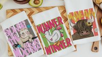 Slow as molasses sloth hand towels, moove over heifer farmhouse bathroom decor, winner winner funny chicken kitchen towels for summer, gifts